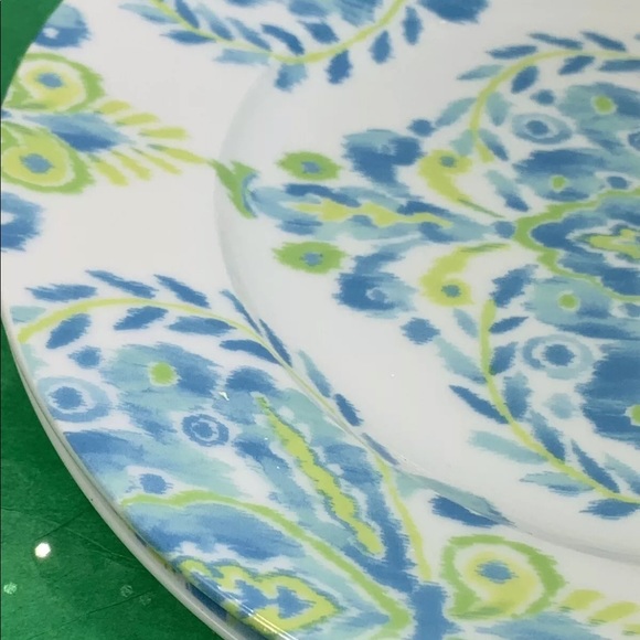 ⭐️2 Dena Home Johara Salad Plates Blue Green Ikat Pattern - Picture 4 of 7